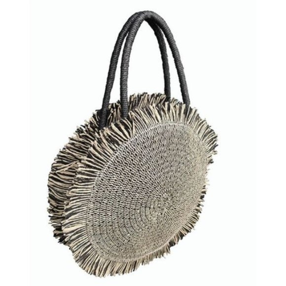 Woven Rattan Fringe Tote Bag - Picture 6 of 7